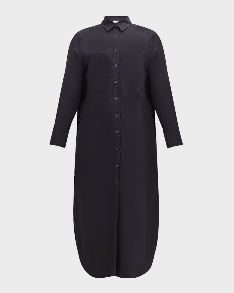 Zara Pintuck Cotton Poplin Midi Shirtdress